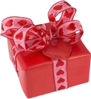 🎁 подарок, презент, упакованный, красный, сердечки, день святого валентина, любовь, лента telegram sticker
