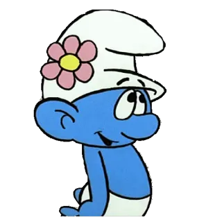 😐 Smurfette The Smurfs puffo, cartone animato, femmina, fiore, blu telegram sticker