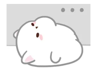 😑 niedlich, tier, kawaii, weiß, cartoon telegram sticker