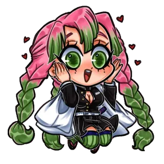 💖 Mitsuri Kanroji Demon Slayer 动漫, 鬼灭之刃, Q版, 甘露寺, 蜜璃 whatsapp sticker