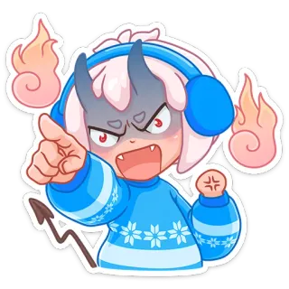😡 démon, diable, colère, pointage, dessin animé, en colère, monstre, cornes whatsapp sticker