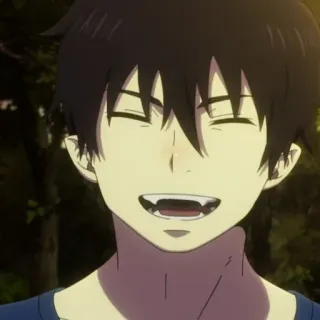 ☁️ Rin Okumura Blue Exorcist Anime, lächeln, Reißzähne, Dämonen, Blue Exorcist, Rin Okumura telegram sticker