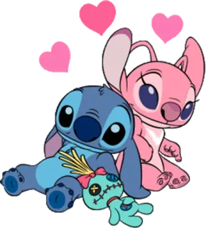 👫 Stitch สติทช์, ลิโล่ แอนด์ สติทช์, ดิสนีย์, แองเจิล, น่ารัก, หัวใจ telegram sticker