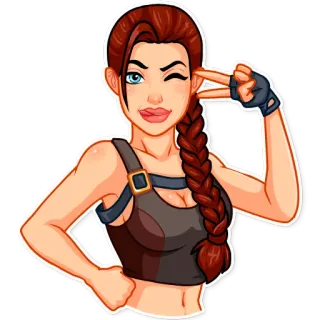 ✌️ Lara Croft Tomb Raider Lara Croft, Tomb Raider, Videospiel, Abenteuer, Charakter, Zwinkern telegram sticker