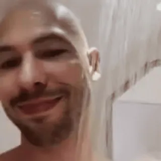 🌟 Andrew Tate influencer, controversial, shower, male, selfie whatsapp sticker