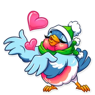 😘 Vogel, Winter, Liebe, Herz, Cartoon, Sticker, niedlich telegram sticker