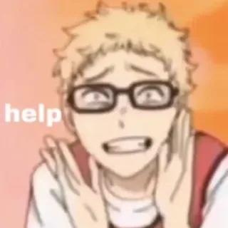 😓 help anime, character, help, glasses, worried telegram sticker