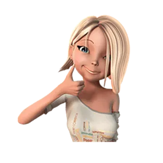 😊 kreskówka, dziewczyna, blond włosy, kciuk w górę, pozytywny, akceptacja telegram sticker