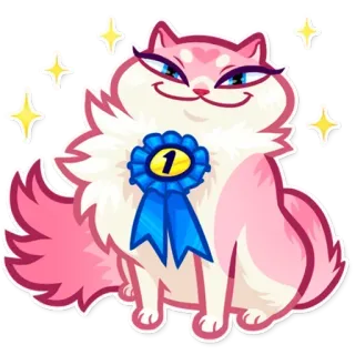 🥇 1 kucing, nomor 1, penghargaan, pita, hewan peliharaan, imut, binatang, berkilau whatsapp sticker