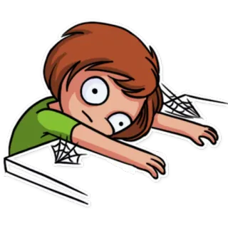 ☹ Cartoon, Gevangen, Spinnenweb, Bang, Bruin haar, Illustratie telegram sticker