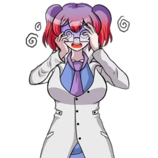 😵 Animé, Docteur, Scientifique, Surpris(e), Femme telegram sticker