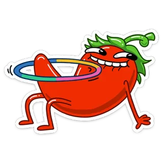 😏 chili, owoc, hula hop, kreskówka, czerwony, warzywo, śmieszne telegram sticker