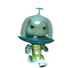 🚀 alien, astronaut, toy, sackboy, green, space, character telegram sticker