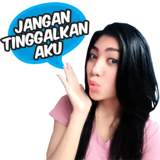 😞 JANGAN TINGGALKAN AKU Frau, Mädchen, Asiatin, Ausdruck, flehend, traurig telegram sticker