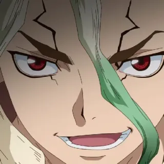 💈 Ishigami Senku Dr. Stone Anime, Wissenschaft, Entschlossen, Lächelnd telegram sticker