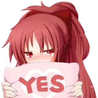 👍 YES 애니메이션, 소녀, 네, 하트, 귀여운 telegram sticker
