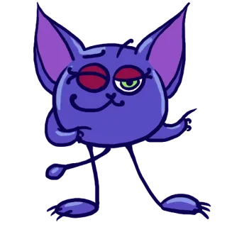 😉 desenho animado, gato, roxo, animal, personagem, mascote telegram sticker