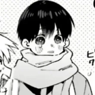 ❄️ ヒ 만화, 애니메이션, 소년, 머플러, 흑백, 인물 사진 telegram sticker