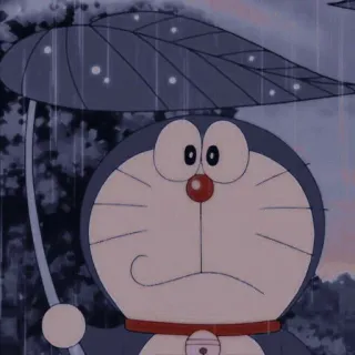 💖 Doraemon Doraemon, desenho animado, anime, gato, robô, chuva, guarda-chuva telegram sticker