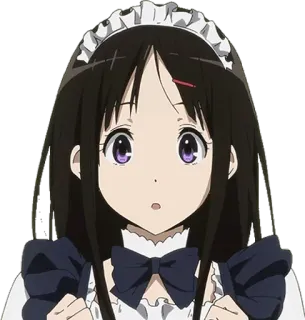 😮 Chitanda Eru Hyouka Аниме, Милый, Девушка, Горничная, Любопытный telegram sticker