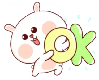 👍 OK OK, зайчик, милый, мультик, подтверждение, одобрение, позитивный telegram sticker