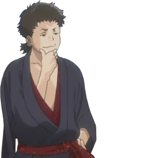 🤔 Anime, Pensando, Personaje, Japonés, Hombre telegram sticker