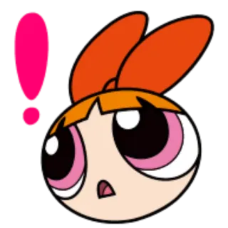 😕 Blossom Powerpuff Girls Мультфильм, Цветок, Суперкрошки, Восклицательный знак, Сюрприз, Милый telegram sticker