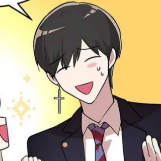 🩸 мультфильм, мужчина, костюм, улыбка, крест, серьга telegram sticker