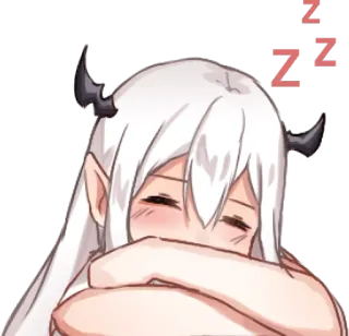 😴 ZZZ animé, endormi, kawaii, fille démon, zzz, fatigué telegram sticker