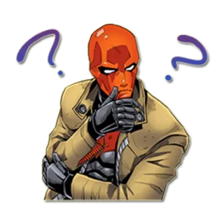 ❓ Red Hood レッドフード, バットマン, dcコミックス, 質問, 考え中 telegram sticker