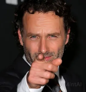 ✅ Rick Grimes The Walking Dead рик граймс, ходячие мертвецы, сериал, персонаж, указывает whatsapp sticker