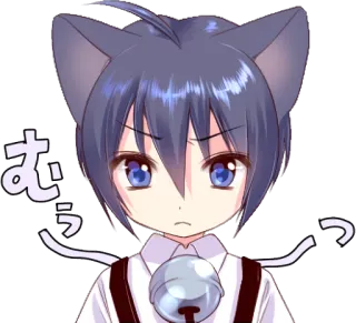 😞 むう mèo, anime, manga, dễ thương whatsapp sticker