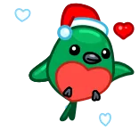 😘 鳥, クリスマス, かわいい, お祝い, 赤, 緑, ハート telegram sticker