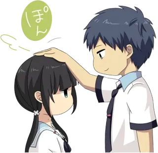 ☺️ ぽん anime, manga, head pat, cute, affection, wholesome telegram sticker
