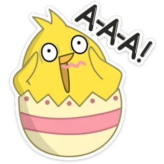 😱 A-A-A! kurczak, wylęganie, jajko, żółty, kreskówka, słodki, zwierzę telegram sticker