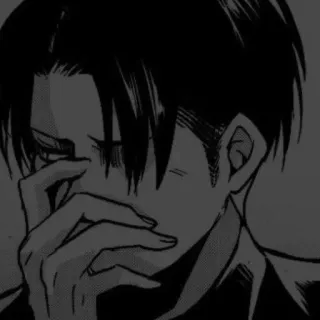 🕳️ Levi Ackerman Attack on Titan 动漫, 利威尔, 进击的巨人, 漫画, 悲伤 telegram sticker