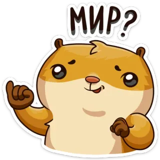 ✌ МИР? Hamster, süß, Tier, Frieden, Frage, russisch telegram sticker