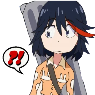 ⁉️ Ryuko Matoi Kill la Kill ??! Anime, Charakter, Ausdruck, Frage, Ryuko Matoi, Kill la Kill, Cartoon telegram sticker