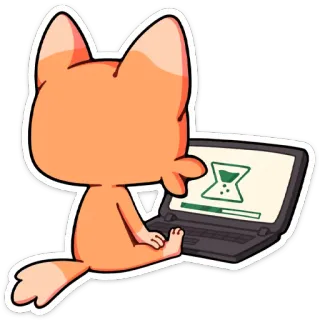⌛️ chat, ordinateur, chargement, attente, autocollant, dessin animé telegram sticker