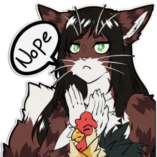🤨 Nope cat, chicken, nope, animal, funny, meme telegram sticker