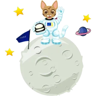 🌖 radix astronauta, gato, luna, espacio, estrellas, planeta, raíz telegram sticker