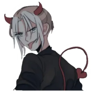 😈 чёрт, рога, язык, мультфильм, аниме, озорной telegram sticker