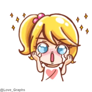 😃 Hoạt hình, Tóc vàng, Khóc, Anime, Cô gái, Nước mắt, Trái tim telegram sticker