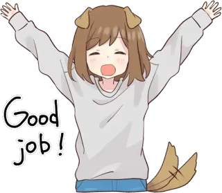 🙌 Good job! perro, anime, bien hecho, celebración, feliz, lindo telegram sticker