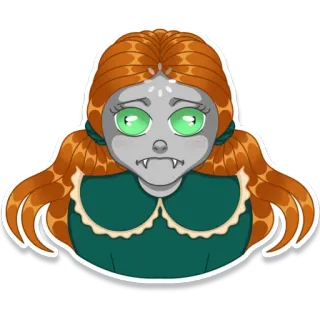 🤔 kreskówka, dziewczyna, wampir, kły, słodki, szara skóra telegram sticker