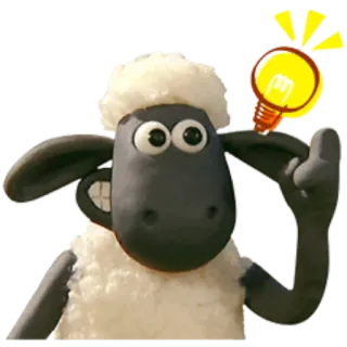 💡 Shaun the Sheep pecora, idea, lampadina, cartone animato, animazione telegram sticker