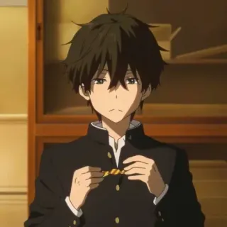 🎷 Houtarou Oreki Hyouka anime, character, school uniform, student, teenager, hyouka telegram sticker