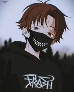 🖤 TRASH Аниме, Манга, Маска, Мусор, Персонаж, Мультфильм, Эмо telegram sticker