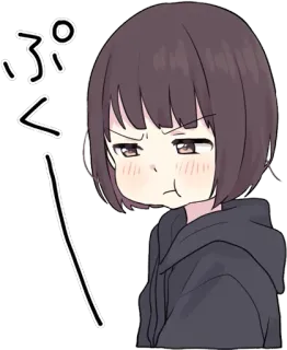 😠 ぷく Anime, Ragazza, Carina, Broncio, Guance paffute, Cartone animato telegram sticker