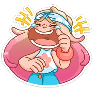 🤣 fille, joyeux, dessin animé, gai, emoji telegram sticker